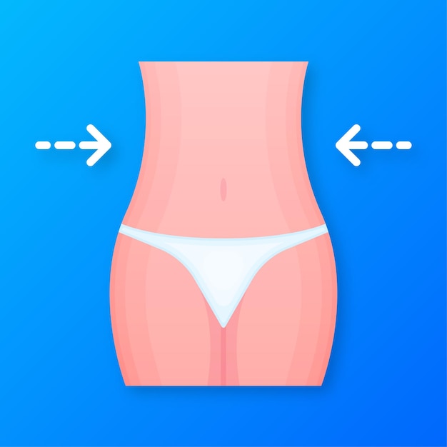 Weight loss program diet Fitness or liposuction Vector illustration