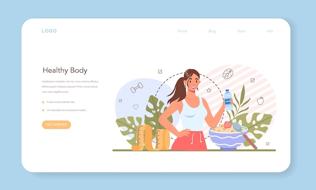 Weight loss web banner or landing page idea of fitness and healthy diet