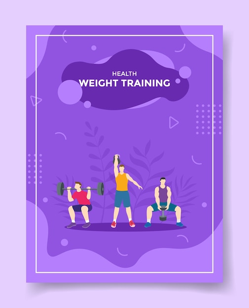 Vector weight training for template of banners flyer books and magazine cover