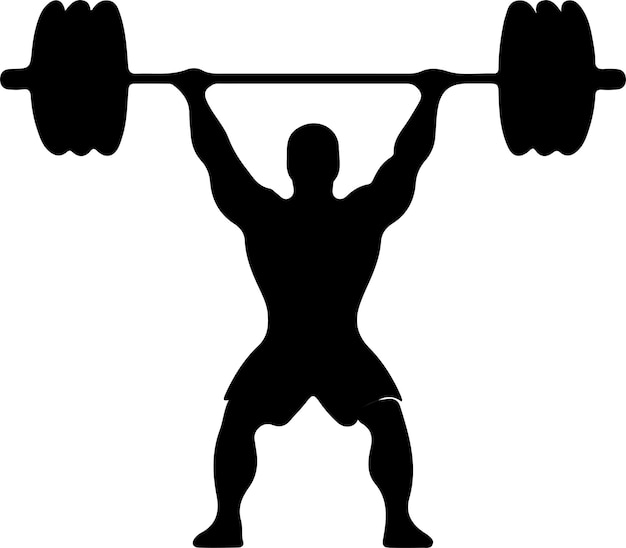 weightlifter black silhouette with transparent background