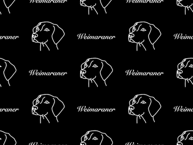 Weimaraner cartoon character seamless pattern on black background