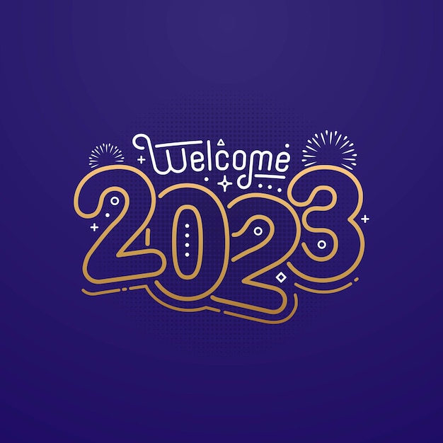 Welcome 2023 with lettering typography style for greeting card vector illustration