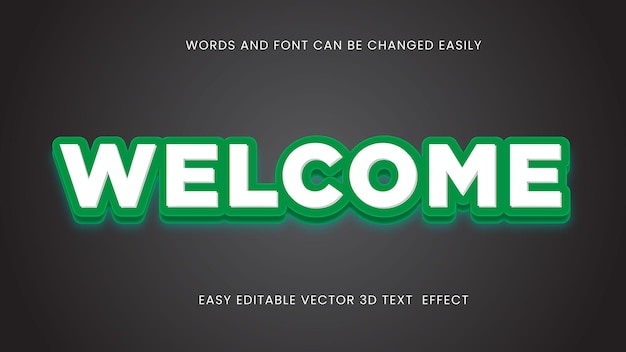 Welcome 3d vector editable text effect 