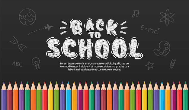 Welcome back to school background with colour pencils Concept of education banner