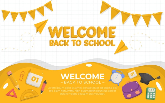 Welcome Back To School Background With School Supplies Elements