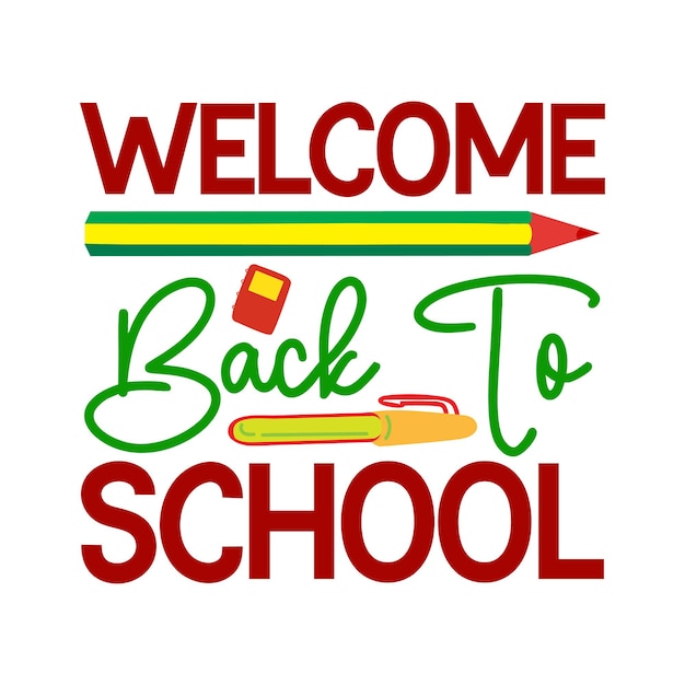 Welcome back to school poster with a pencil and pencils