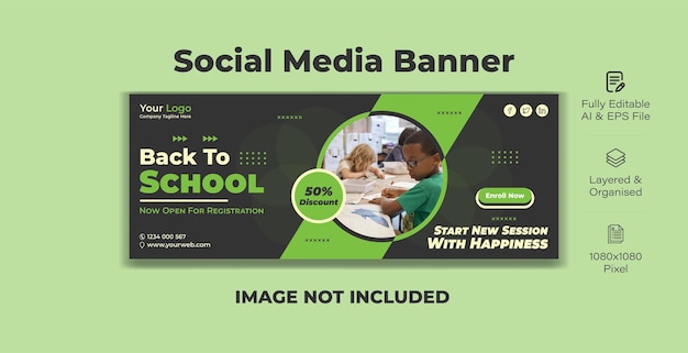 Welcome back to school social media banner design template