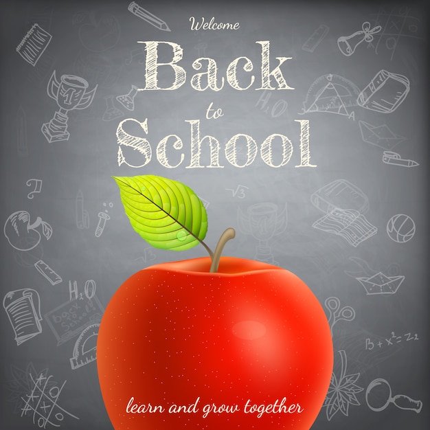 Vector welcome back to school template with apple.  