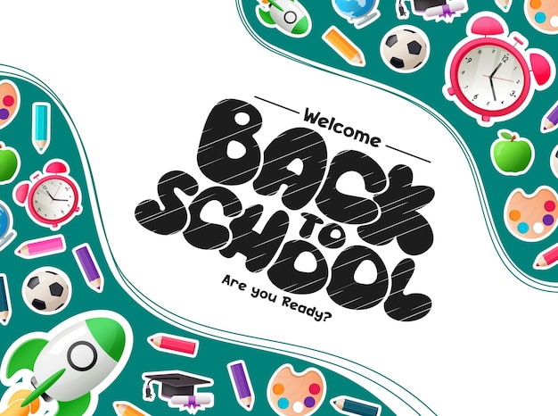 Welcome back to school text vector template Back to school greeting in empty space for typography