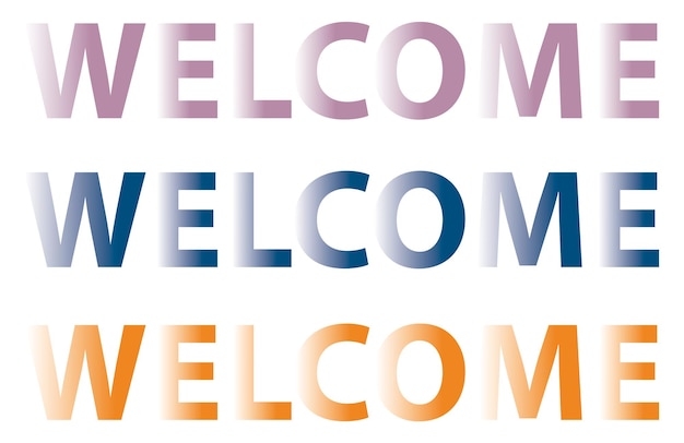 Welcome banner in colors on a white background