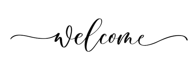 Welcome calligraphic inscription with smooth lines