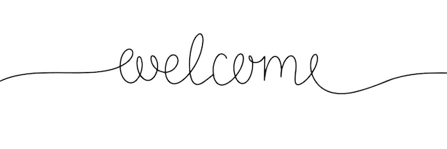 Welcome calligraphy lettering One line continuous word welcome Vector illustration