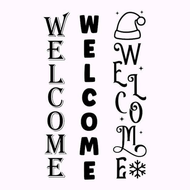 Vector welcome christmas home porch sign vector design for print and cut