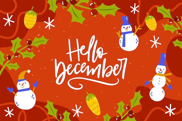 Welcome december lettering background