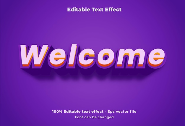 Welcome editable 3d text effect design