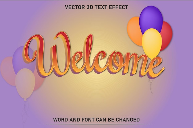 welcome fancy editable  3d text effect style eps vector