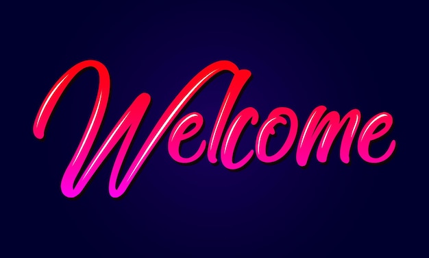 Welcome handwritten gradient Banner on background hand sketched welcome lettering typography banner