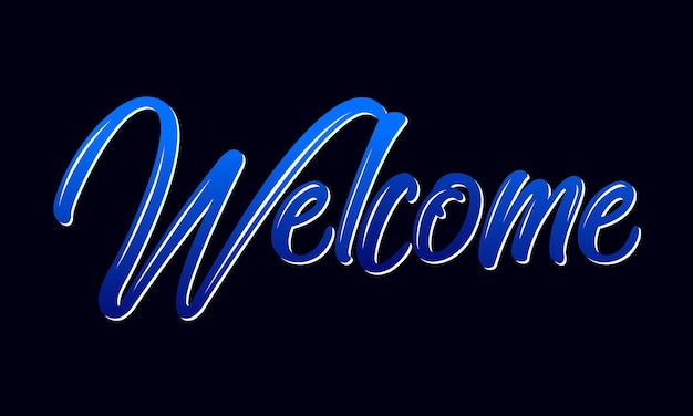 Welcome handwritten gradient Banner on background hand sketched welcome lettering typography banner