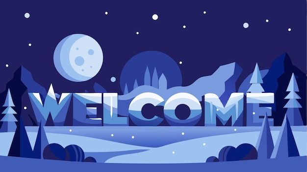 welcome Lettering with Winter Background