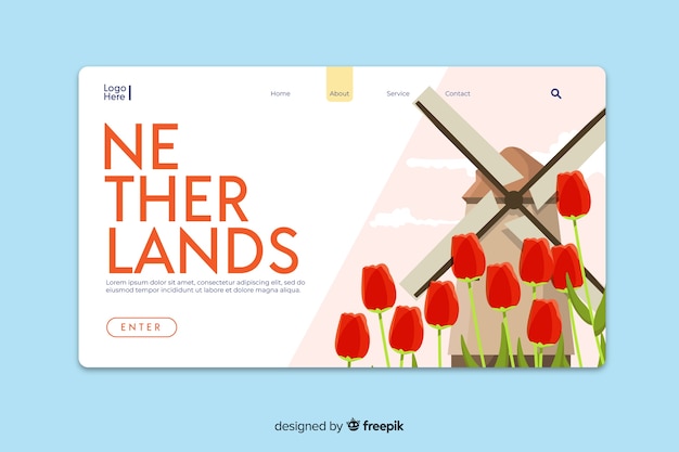 Vector welcome to netherlands landing page template