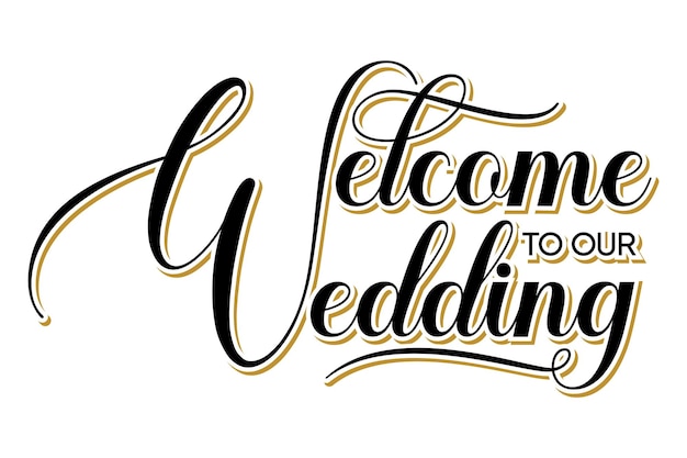 Vector welcome to our wedding modern calligraphy postcard invitation banner template greeting card