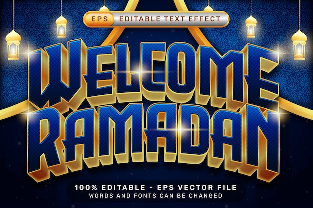 welcome ramadan effect and editable text effect with islamic ornament