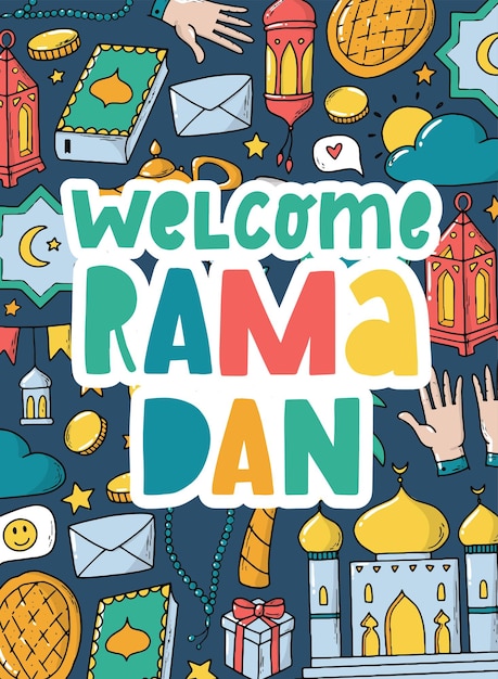 Welcome Ramadan greeting card poster print