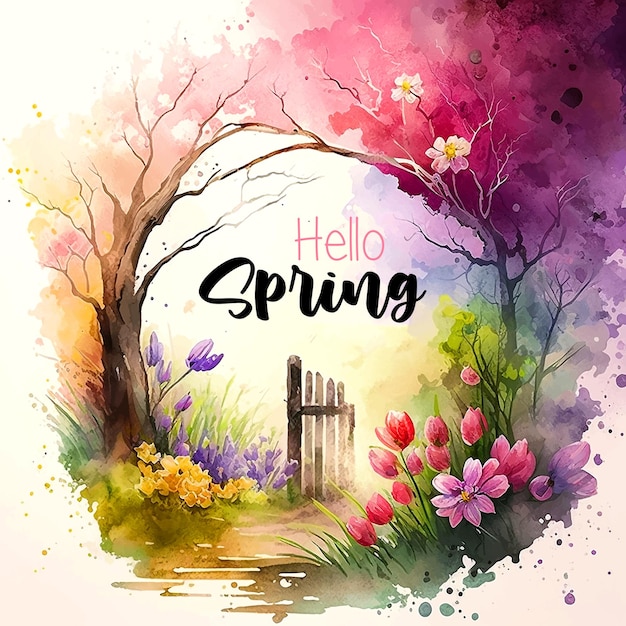 Welcome Spring watercolor paint