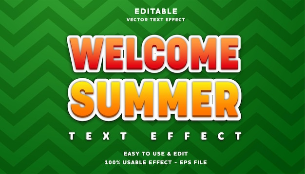 welcome summer editable text effect with modern and simple style