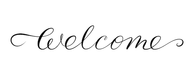 Welcome swashes calligraphy for landing page ui web mobile app poster banner flyer inscription Handwritten brush pen scratched invitation header Advertising signboard title Scrapbook stamp