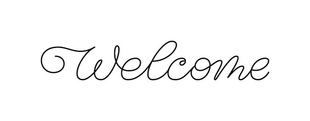 Welcome thin line calligraphic phrase Invitation card monoline home decor linear inscription Swashes editable stroke lettering housewarming banner header scrapbook stamp foil diy signboard title