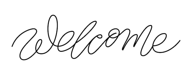 Welcome thin single line calligraphic phrase Editable stroke invitation card monoline home decor linear inscription Housewarming banner scrapbook stamp diy title Wavy baseline scratched header