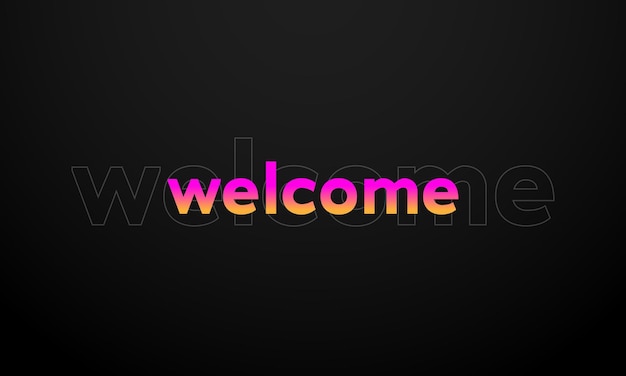 Welcome typography with liquid font glowing and modern