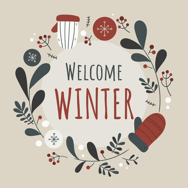 Vector welcome winter hand drawn instagram post