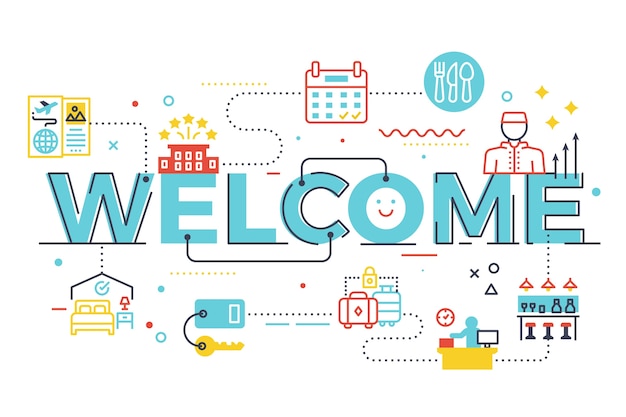 Welcome word lettering illustration