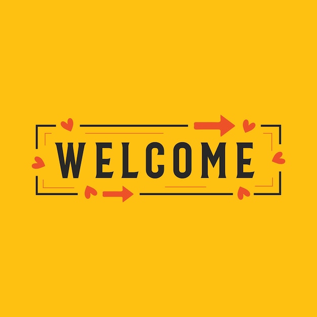 Welcome yellow background lettering vector.