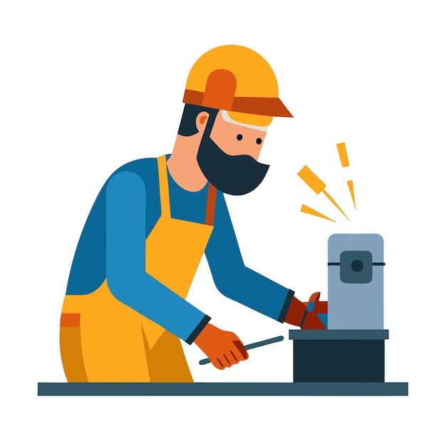 Vector welder working on white background