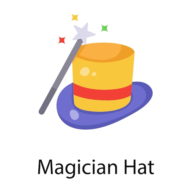 A well-designed flat icon of magician hat