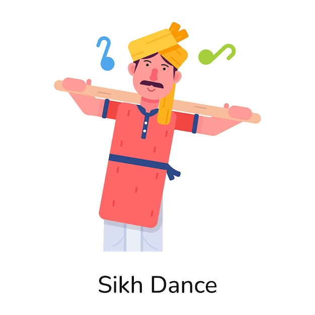 Welldesigned flat icon of sikh dance