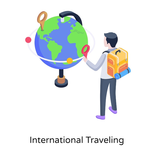 A welldesigned isometric icon of international travelling