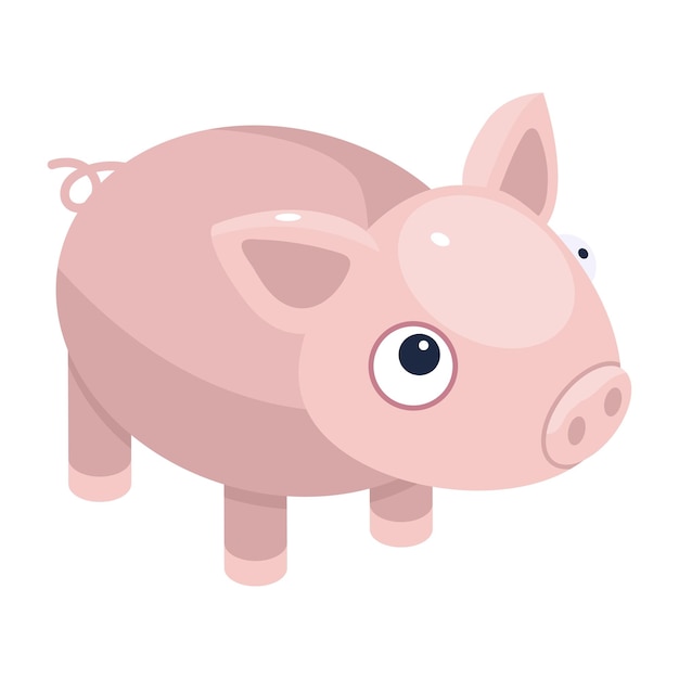 A welldesigned isometric icon of pig