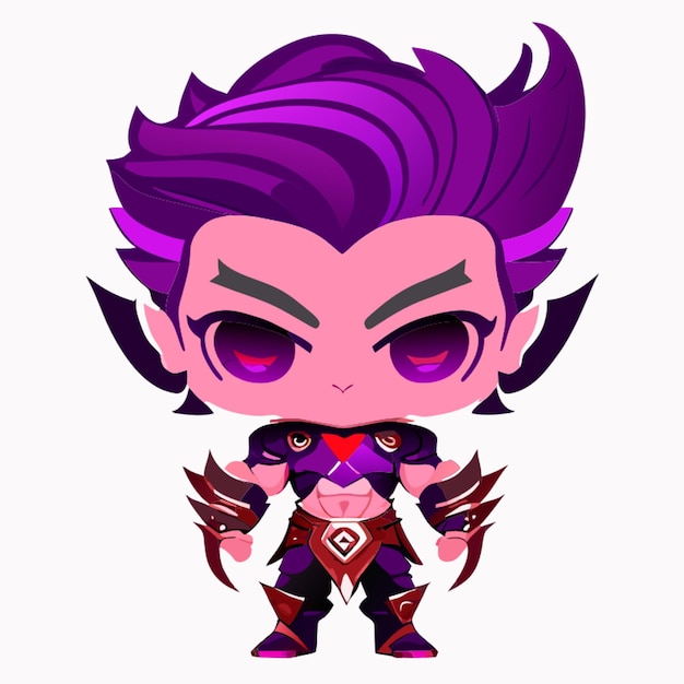 a wellmuscled male aasimar paladin with a shock of purple hair vector illustration kawaii