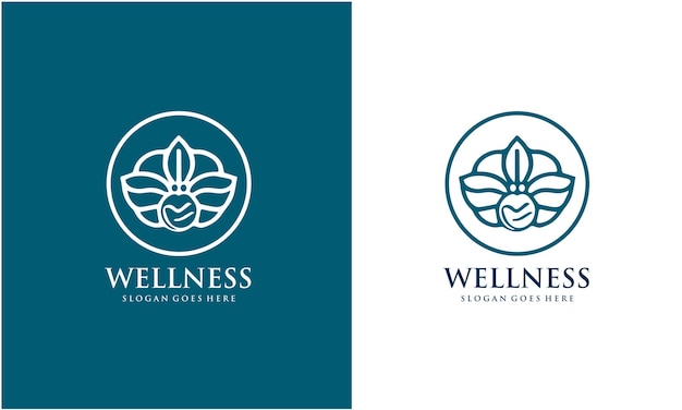 Vector wellness logo design health and balance concept vector illustration for spa yoga studio