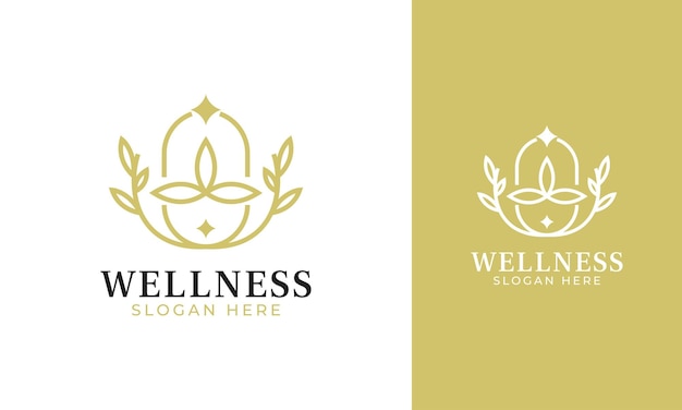 Wellness logo design with flower or plant icon and minimalist style