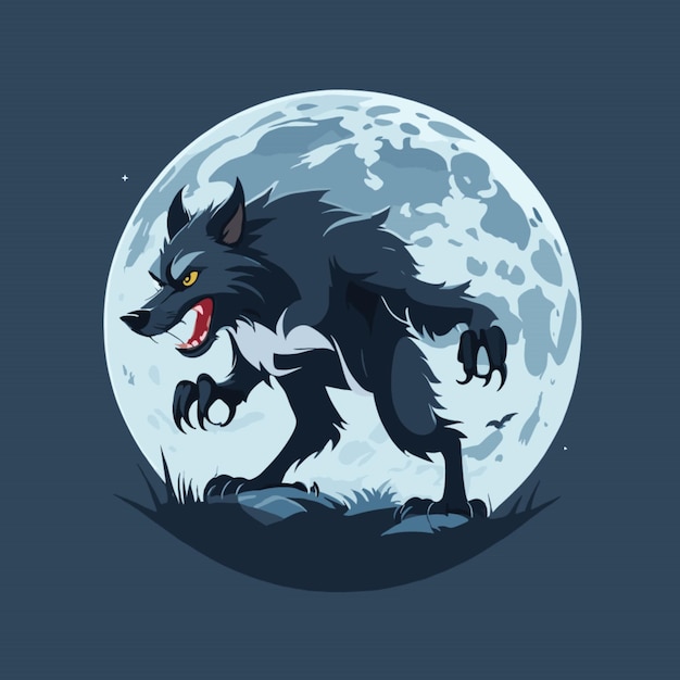 Vector werewolf in night vector on white background