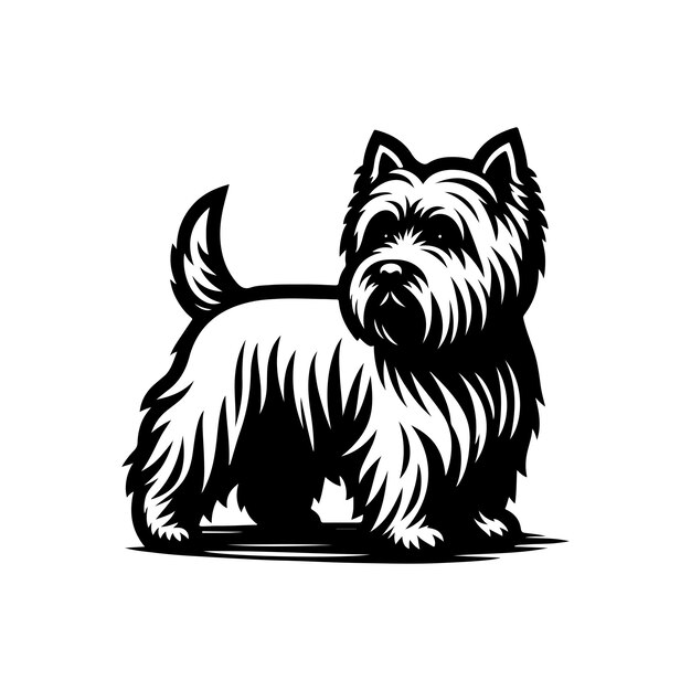 Vector west highland terrier dog vector silhouette design black and white