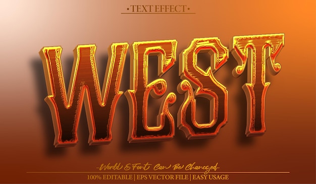 West Vector Text Effect Editable Alphabet Western Cowboy Texas Gangster