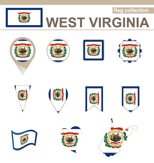 West Virginia Flag Collection, USA State, 12 versions