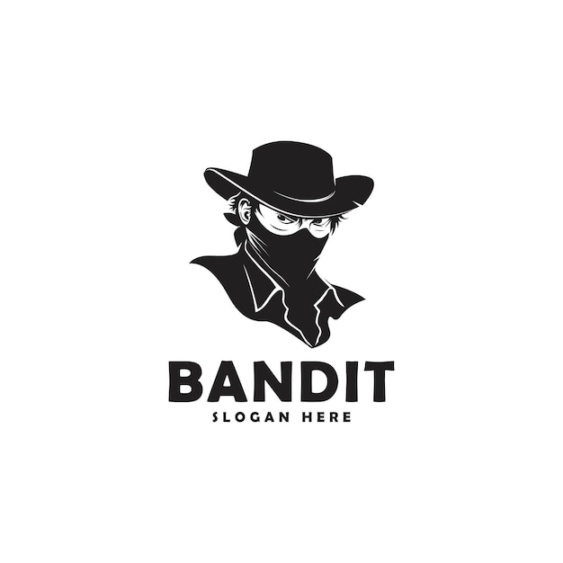 Western Bandit Wild West Cowboy Gangster with Bandana Scarf Mask Logo illustration