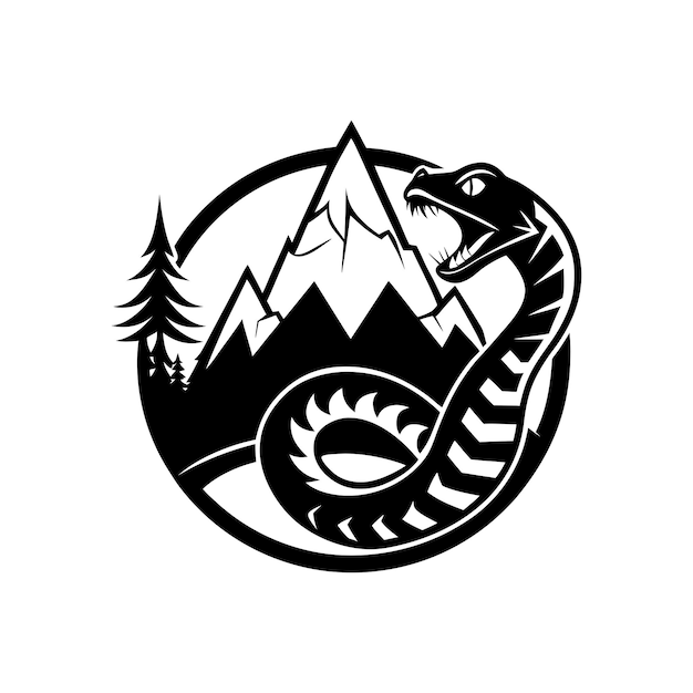 Vector western diamondback rattlesnake vector silhouette logo design black and white style